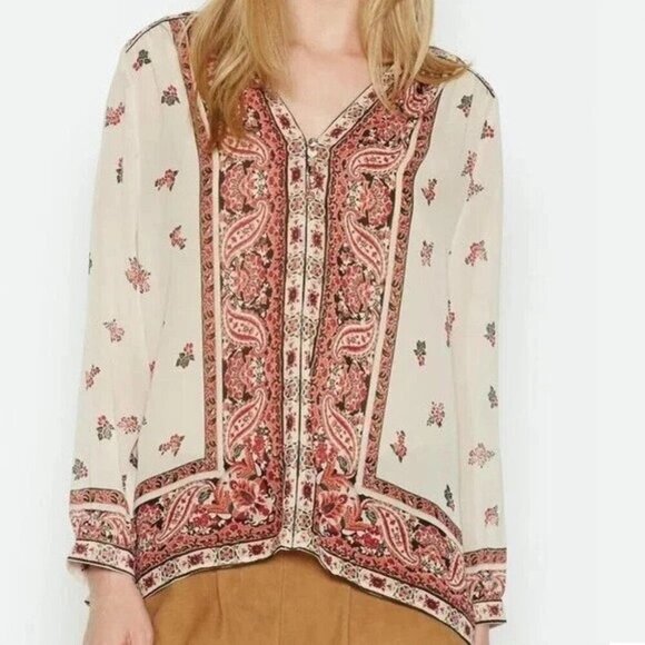 Joie Haya Silk Paisley Print Sheer Blouse S - Picture 1 of 12